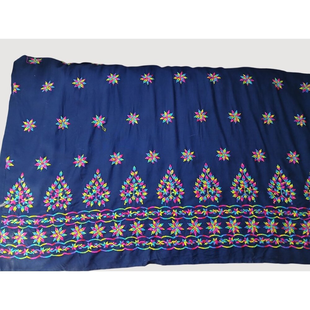 Ganesha Collection Navy Blue Embroidered Dress XXL 100% Viscose India Travel - Picture 14 of 14